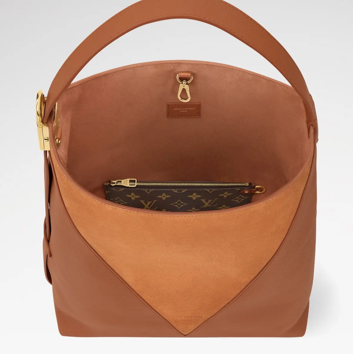 LV Style Brown Leather Hobo Bag Lookbook Reference image 4